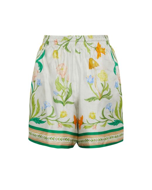 Casablancabrand Green Printed Silk Shorts