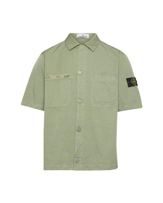 Stone Island Green Short Sleeve Overshirt for men