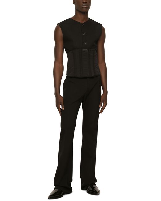 Dolce & Gabbana Black Wool Gabardine And Jersey Vest for men