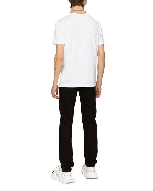 Dolce & Gabbana White Cotton T-shirt With Branded Tag for men
