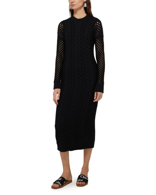 Max Mara Black Jumbo Knitted Maxi Dress