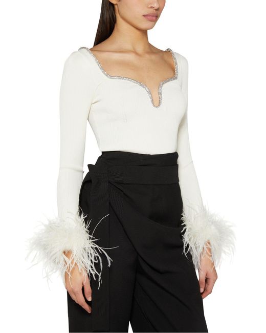 SelfPortrait Knit Feather Top Lyst