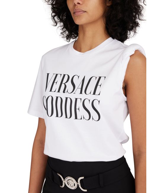 Versace White Goddess Roll-Up T-Shirt
