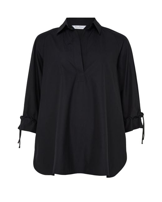 Max Mara Black V-Neck Blouse