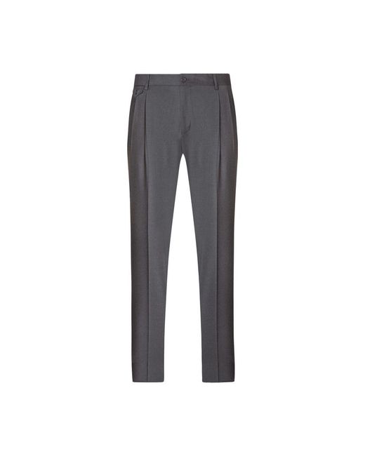 Dolce & Gabbana Gray Stretch Wool Pants With Darts for men