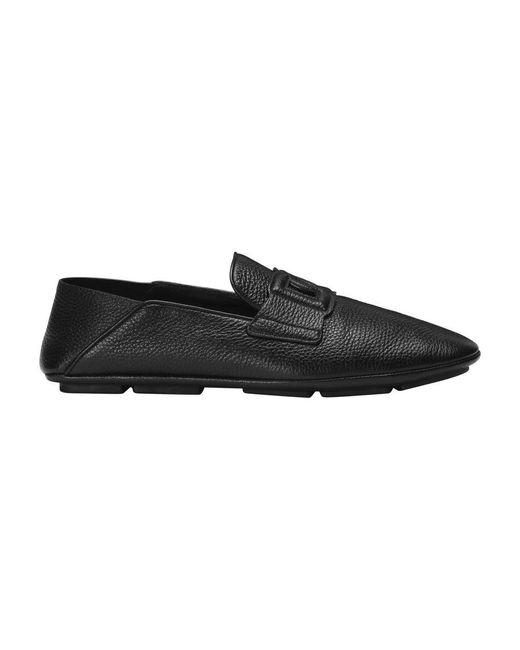 Dolce & Gabbana Black Deerskin Driver Shoes for men