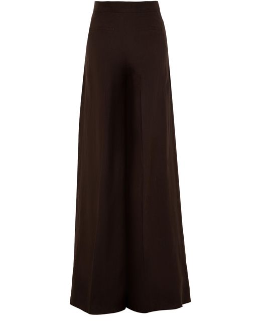 Max Mara Brown Sequoia Wide-Leg Linen Pants
