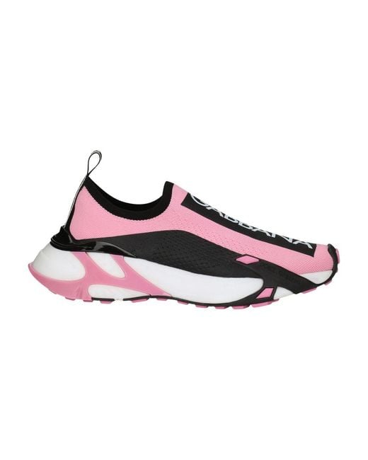 Dolce & Gabbana Pink Stretch Mesh Fast Sneakers
