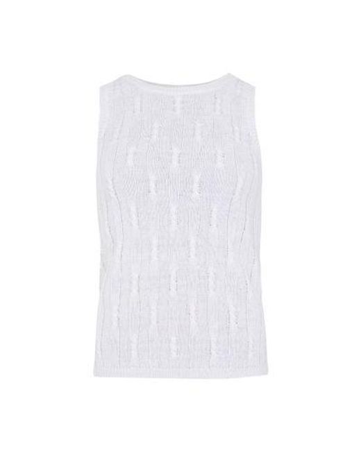 Max Mara White Gestricktes Tanktop Aus Leinen Venusia