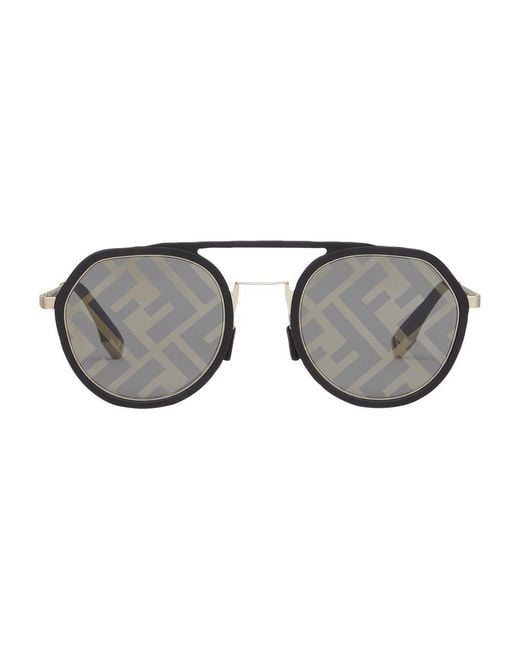 Fendi Gray Light Pilot Sunglasses for men