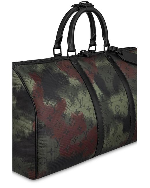 LOUIS VUITTON Keepall 50 Bandouliere Camouflage Nylon Monogram Travel Bag  Black