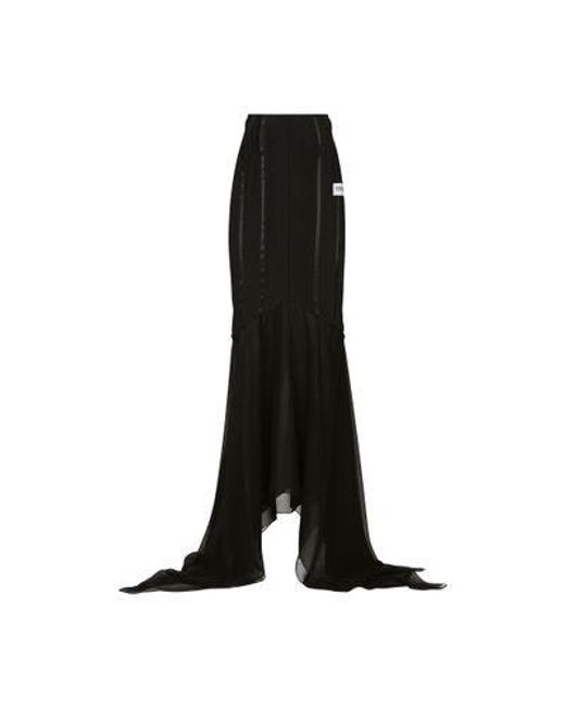 Dolce & Gabbana Silk-blend Black Sicily Ruffle Maxi Skirt