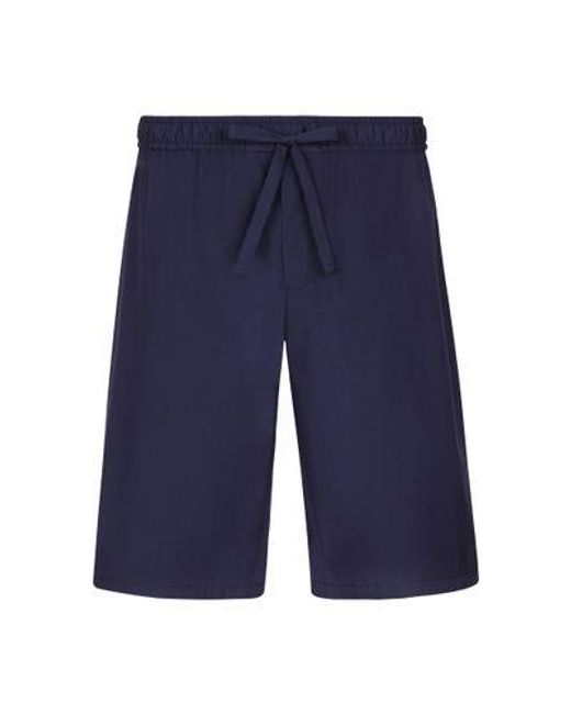 Dolce & Gabbana Blue Cotton jogging Shorts With Logo Tag for men