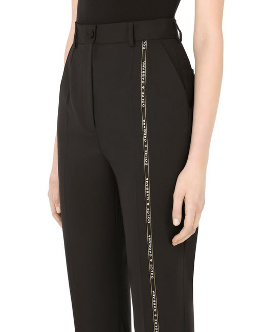 Dolce & Gabbana Black Woolen Pants With Branded Selvedge