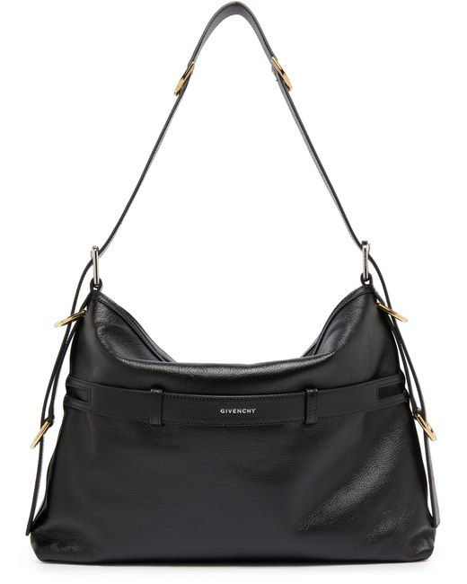 Givenchy Black Voyou Medium Leather Bag With Multi-Buckles