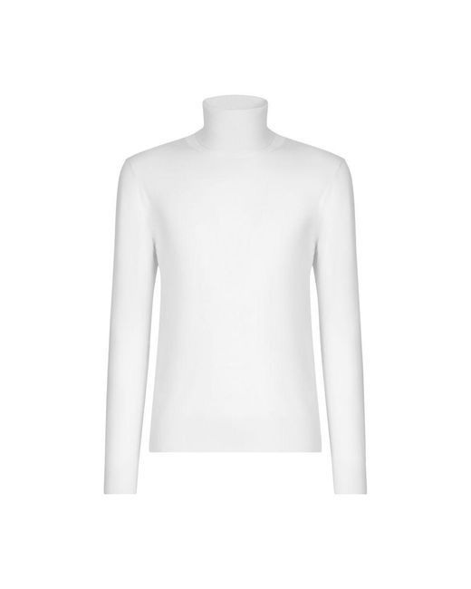 Dolce & Gabbana White Wool Turtle-neck Sweater for men