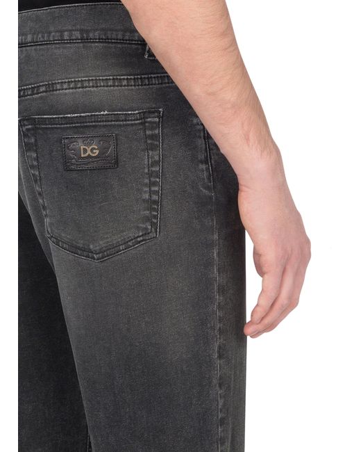 Dolce & Gabbana Stretch-Jeans aus grauem Washed-Denim in Slim Fit in Gray für Herren