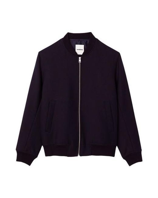 Sandro Blue Wool Varsity Jacket for men