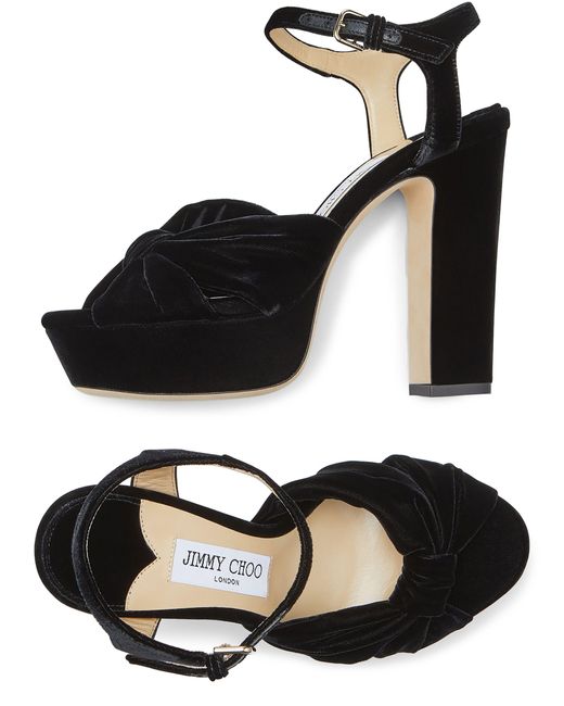 Jimmy Choo Black Heloise 120 Velvet Sandals