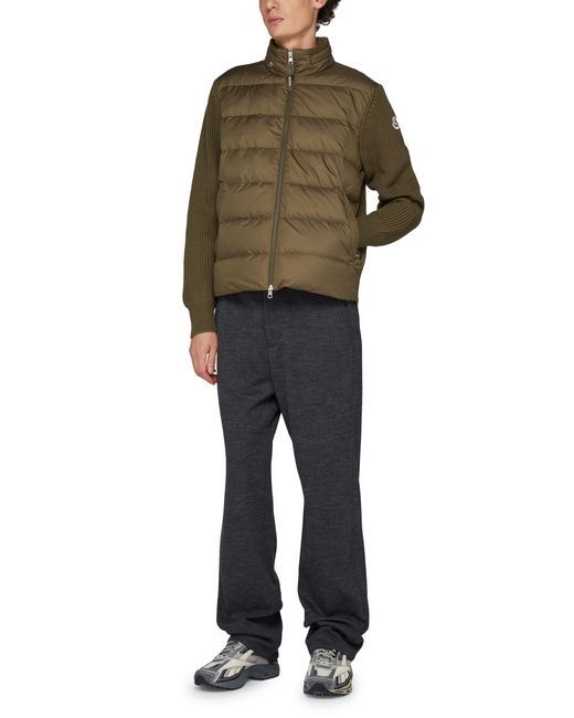 Moncler Green Bi-Material Wool-Blend Puffer Jacket for men
