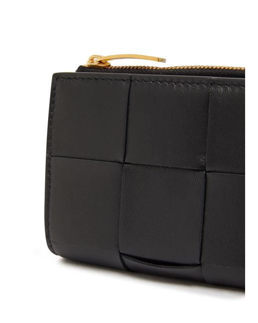 Bottega Veneta Black Zweiflügelige Brieftasche Cassette mit Reißverschluss