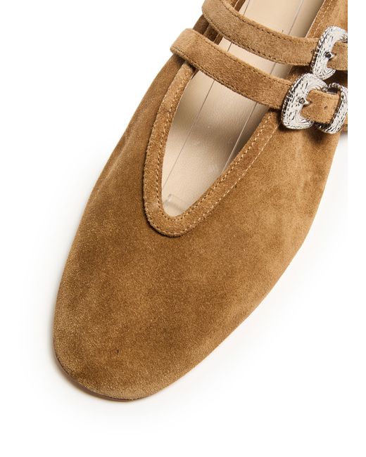 Le Monde Beryl Claudia Buckled Strap Leather Ballet Flats in Brown | Lyst