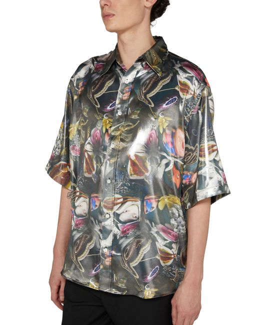 Acne Gray Printed Short-Sleeve Shirt for men