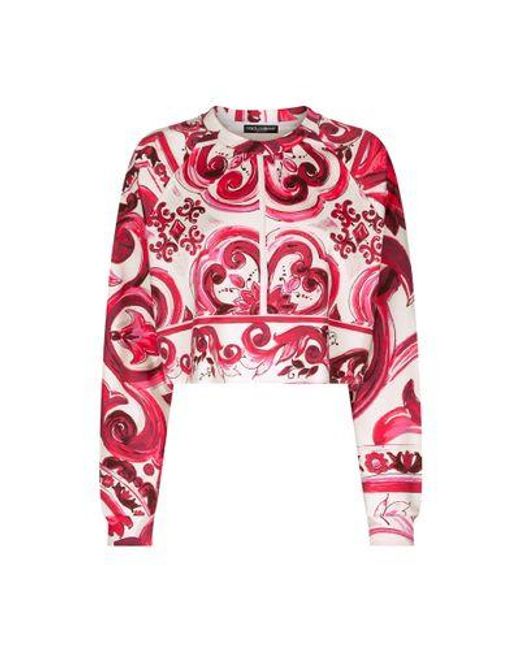 Dolce & Gabbana Red Majolica-print Jersey Sweatshirt