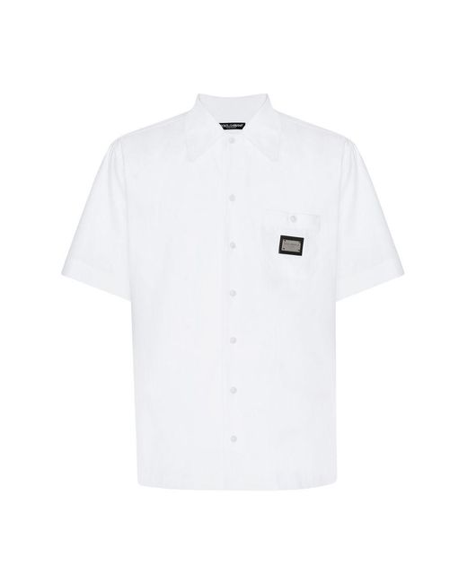 Dolce & Gabbana White Cotton Hawaiian Shirt for men