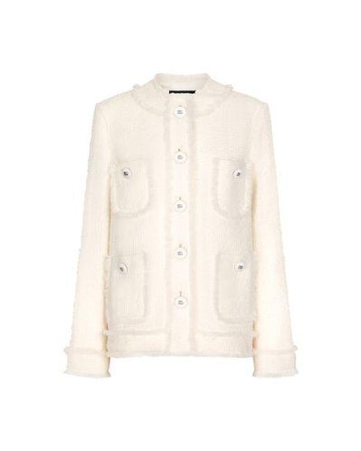 Dolce & Gabbana Natural Single-breasted Raschel Tweed Jacket