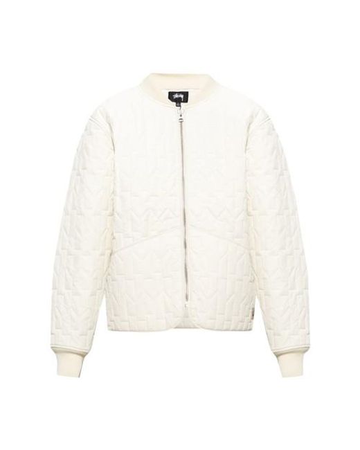 Stussy White Quilted Jacket for men