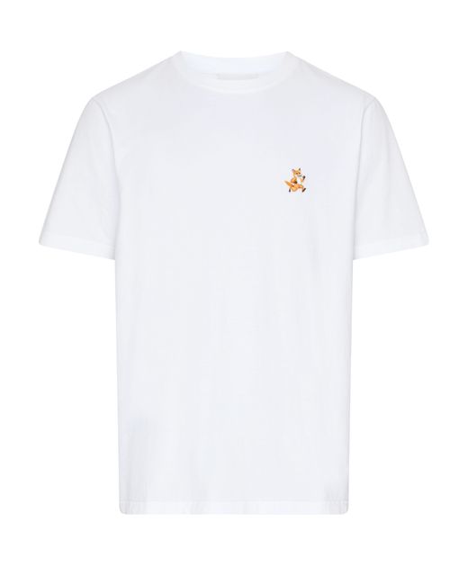 Maison Kitsuné White Speedy Fox Logo T-Shirt for men