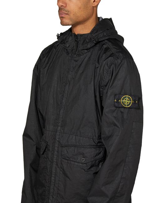 Stone Island Black Jacket With Logo Patch for men