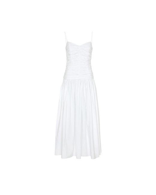 Matteau White Gathered Drop Waist Dress