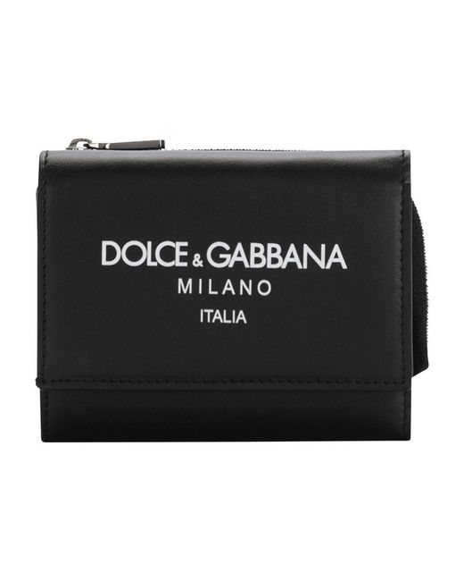 Dolce & Gabbana Black Calfskin Wallet With Raised Logo for men