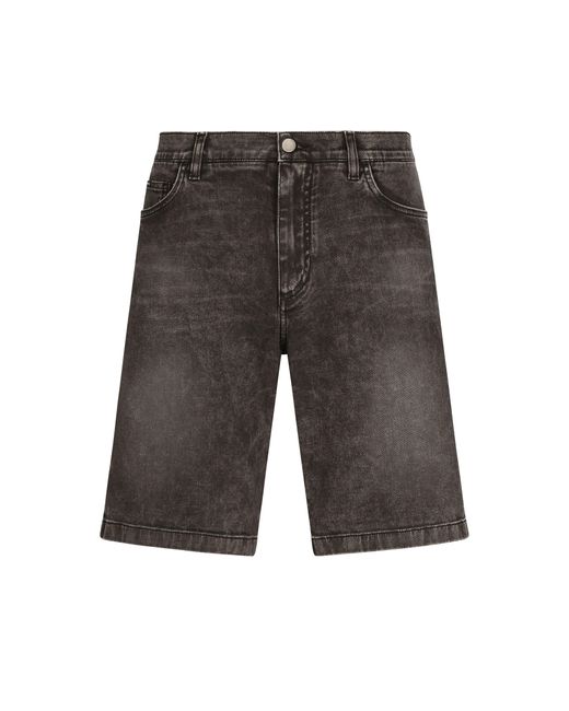 Dolce & Gabbana Gray Wash Stretch Denim Shorts for men