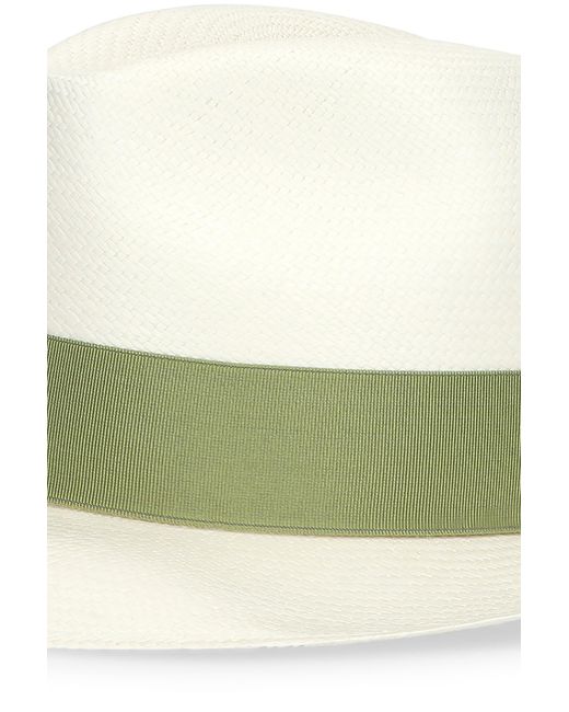 Borsalino Giulietta Panama Fine Wide Brim in White_light_green_hatband Womens Hats Borsalino Hats Green 