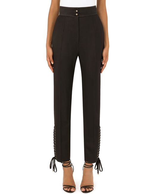 Dolce & Gabbana Black Twill Pants With Lacing