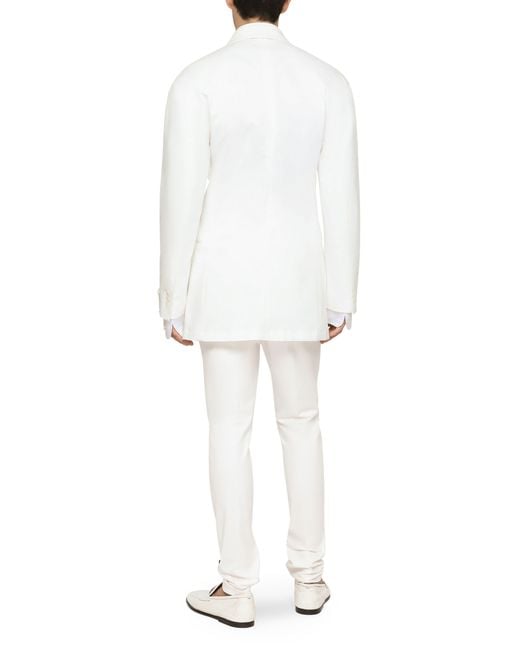 Dolce & Gabbana White Stretch Cotton Gabardine Jacket for men