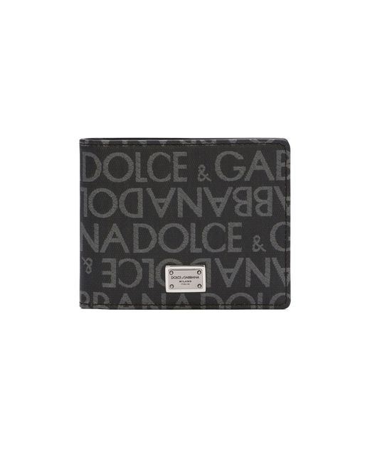 Dolce & Gabbana Bifold-Geldbörse aus beschichtetem Jacquard in Black für Herren