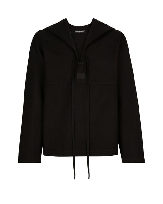 Dolce & Gabbana Black Sailor-Style Cape Blouse With Tag for men