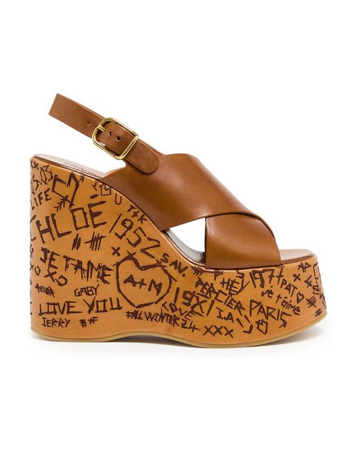 Chloé Brown Sandalen Mit Keilabsatz Maxime 130