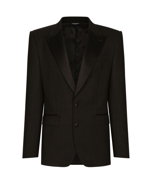 Dolce & Gabbana Black Single-breasted Stretch Wool Sicilia-fit Tuxedo Jacket for men