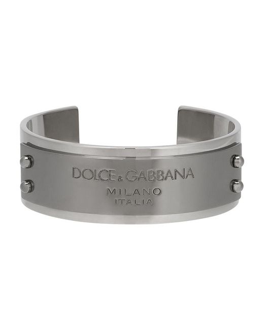 Dolce & Gabbana Gray Logo-engraved Bangle for men