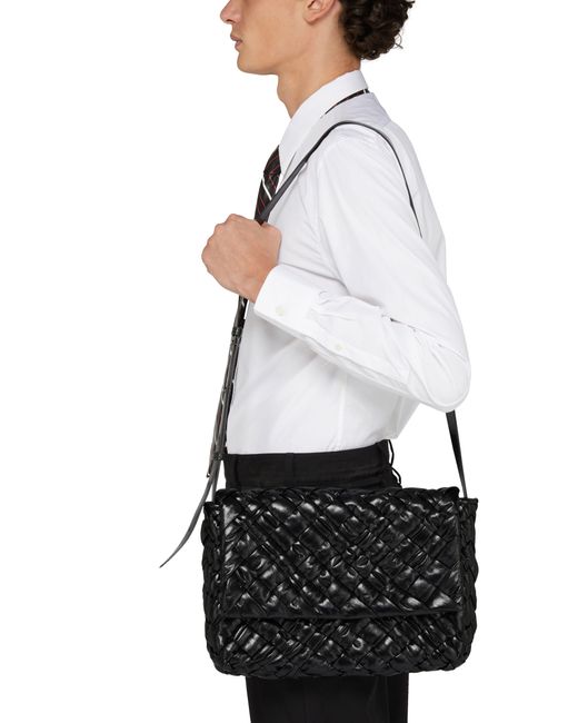 Bottega Veneta Black Rumple Messenger Crossbody Bag for men
