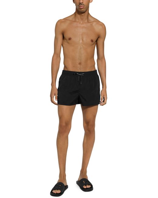 Dolce & Gabbana Black Swim Shorts With Dg Print for men