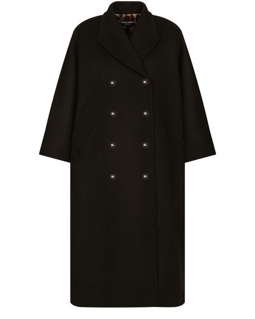 Dolce & Gabbana Black Double-Breasted Baize Coat
