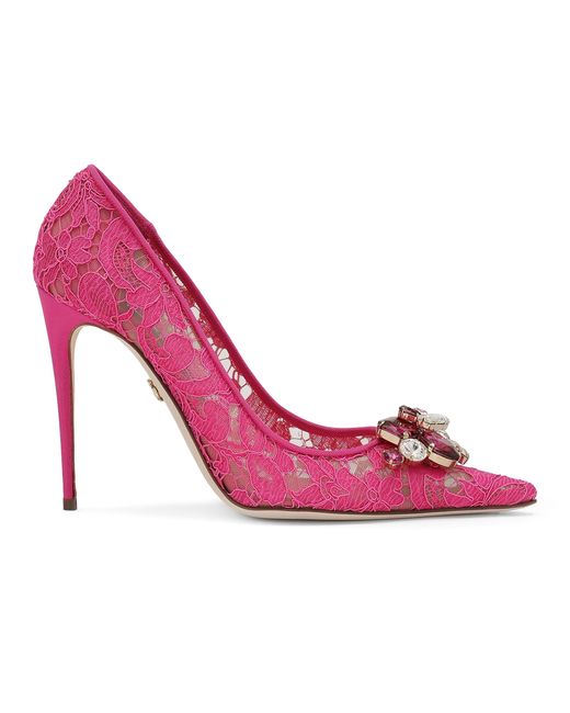 Dolce & Gabbana Pink Spitzen-Pumps Rainbow mit Lurex-Spitze