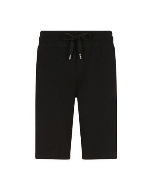 Dolce & Gabbana Black Jersey Jogging Shorts With Logo Tag for men