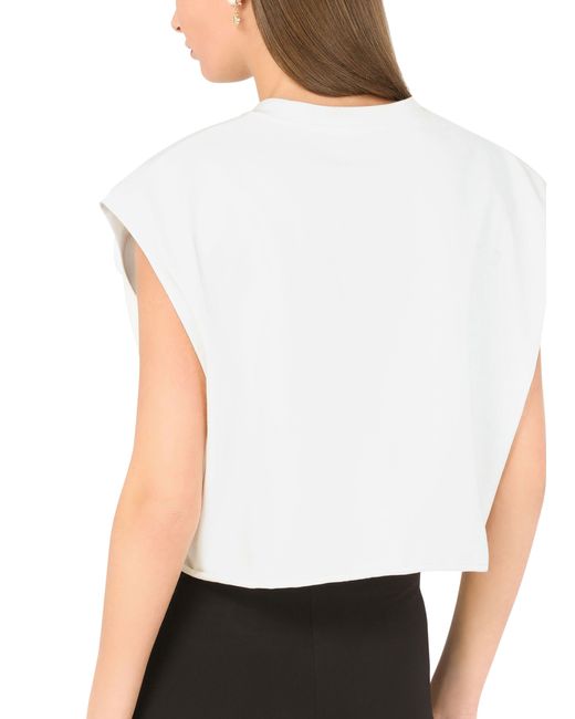 Dolce & Gabbana White Cropped Jersey T-Shirt